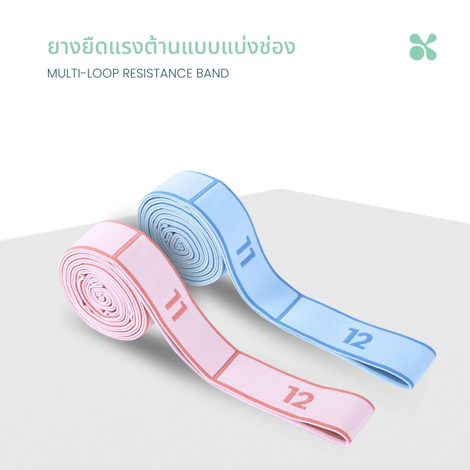 พื้นขาว SOMDUL ยางยืดออกกำลังกาย แบบแบ่งช่อง (Multi-Loop Resistance Band) ยางยืดพิลาทิส โยคะ กายภาพบำบัด ฟื้นฟูกล้ามเนื้อ - Image 1